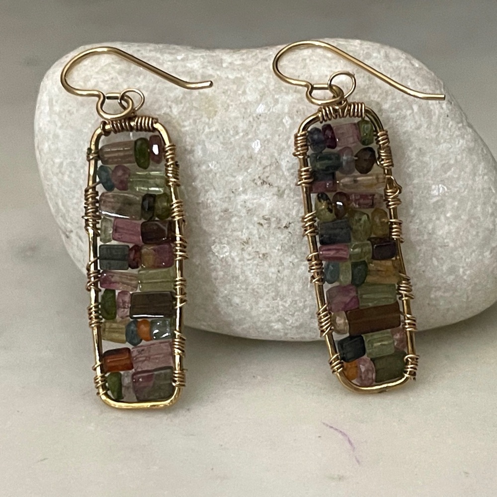 Tourmaline mosaic earrings.